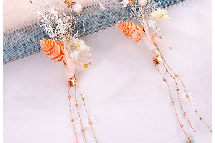 New Korean-style headband for brides, super fairy-like pink starry sky tassel edge clip, wedding style headwear wholesale pic 8