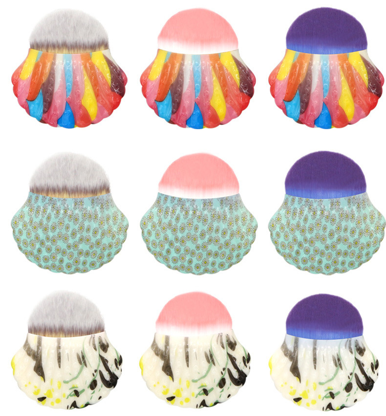 Factory direct sales of cross-border fan-shaped shell-shaped foundation brushes, single multi-functional semi-circular blush brushes and beauty brush tools pic 11