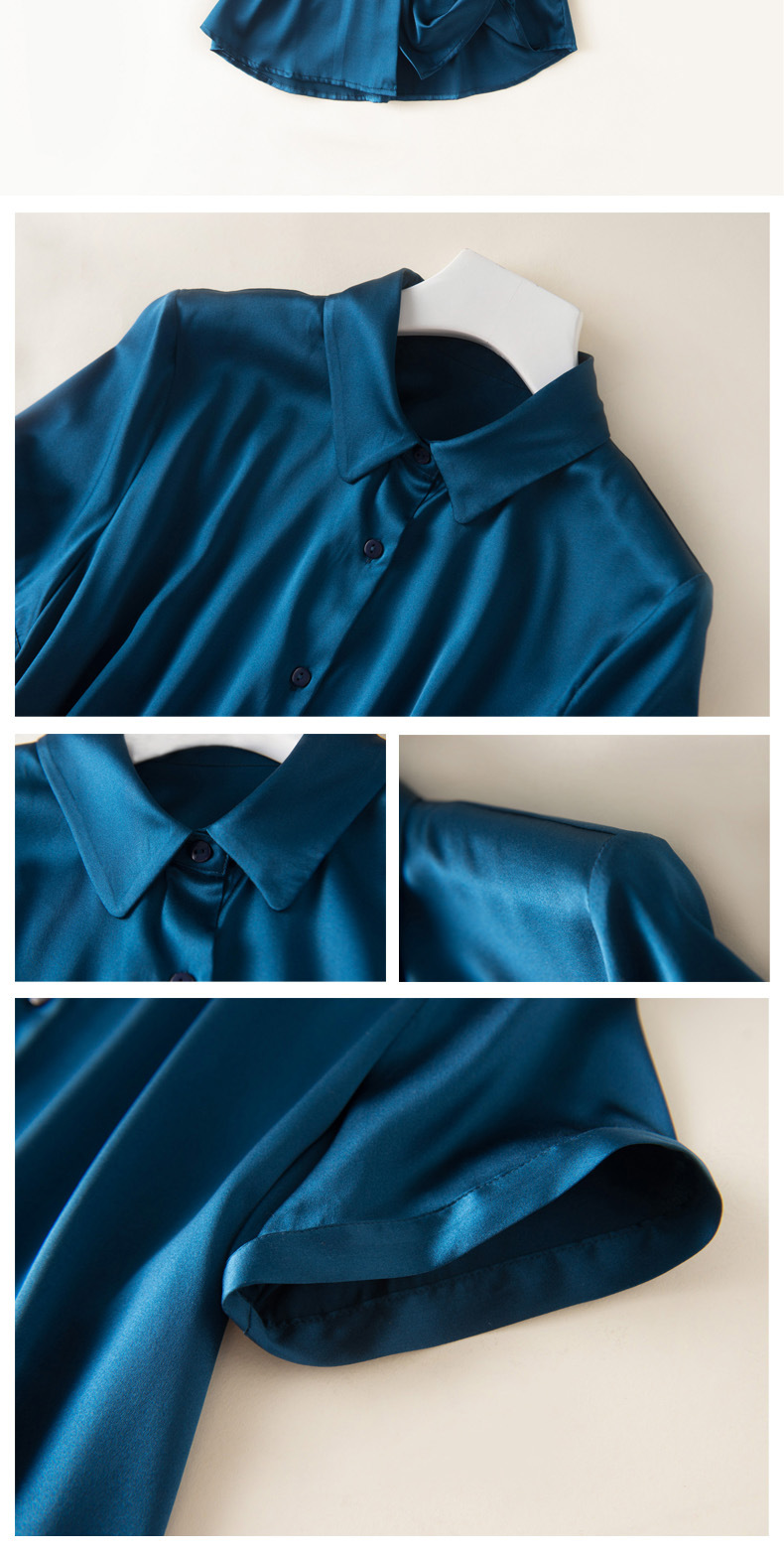 Silk short-sleeved shirt, a new summer professional shirt for women, with a unique design sense and a niche commuting top made of mulberry silk pic 29