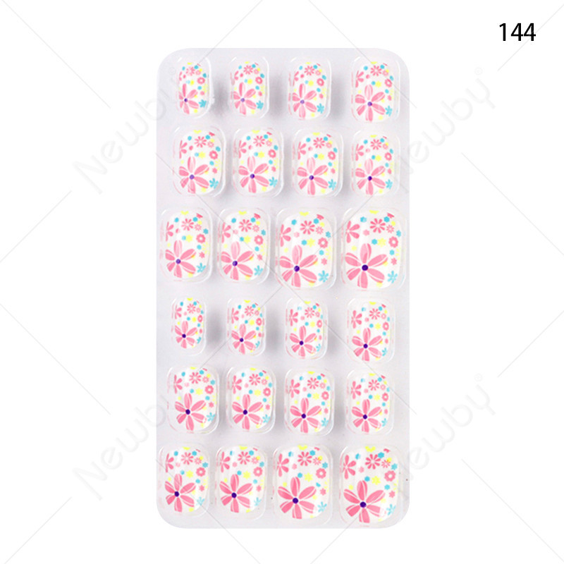 Finished nail sheets for children, 24 pieces of nail patches, cartoon Christmas fake nails, detachable nail stickers with adhesive backing pic 36