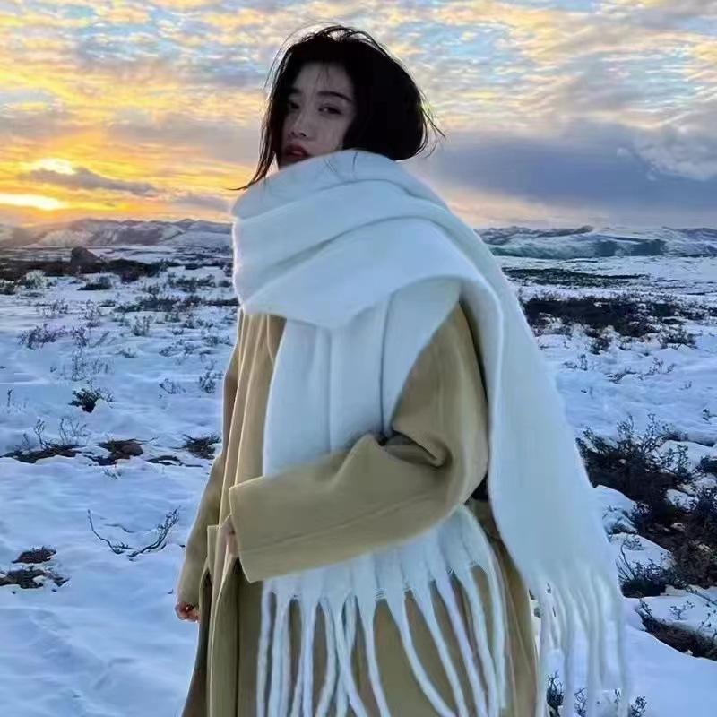 秋冬季新款仿马海毛围巾女百搭披肩保暧围脖外贸批发Z家工厂直销详情3