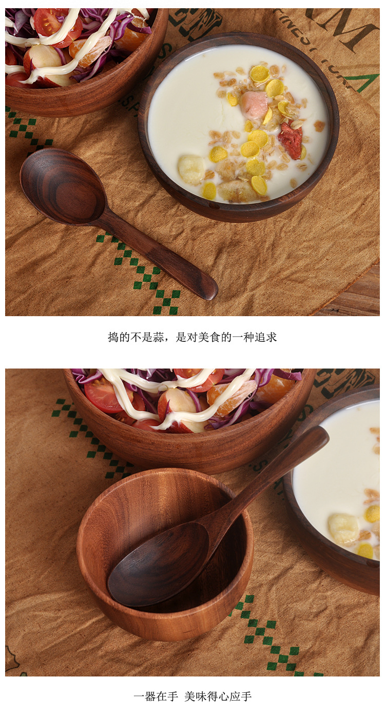 Love wood bowls, original wood plates, solid wood plates, tableware, salad bowls, wooden fruit plates, dried fruit and coarse grain shallow-mouthed bowls pic 25