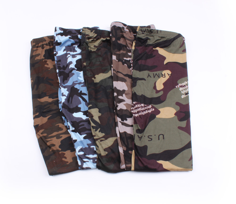 Camouflage leggings, stretch large size camouflage yoga pants, tight nine-inch pants, sports leggings pic 48