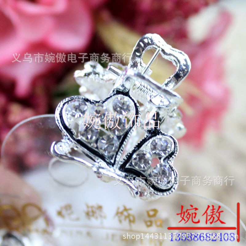 Alloy diamond-encrusted small claw clips, grab clips, hair clips, gold and silver, Yiwu two-yuan store small commodity headwear wholesale pic 7
