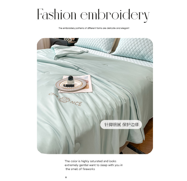 冰淇淋夏凉被夏被日式可机洗空调被子凉感丝单双人夏被批发绗缝爆详情16