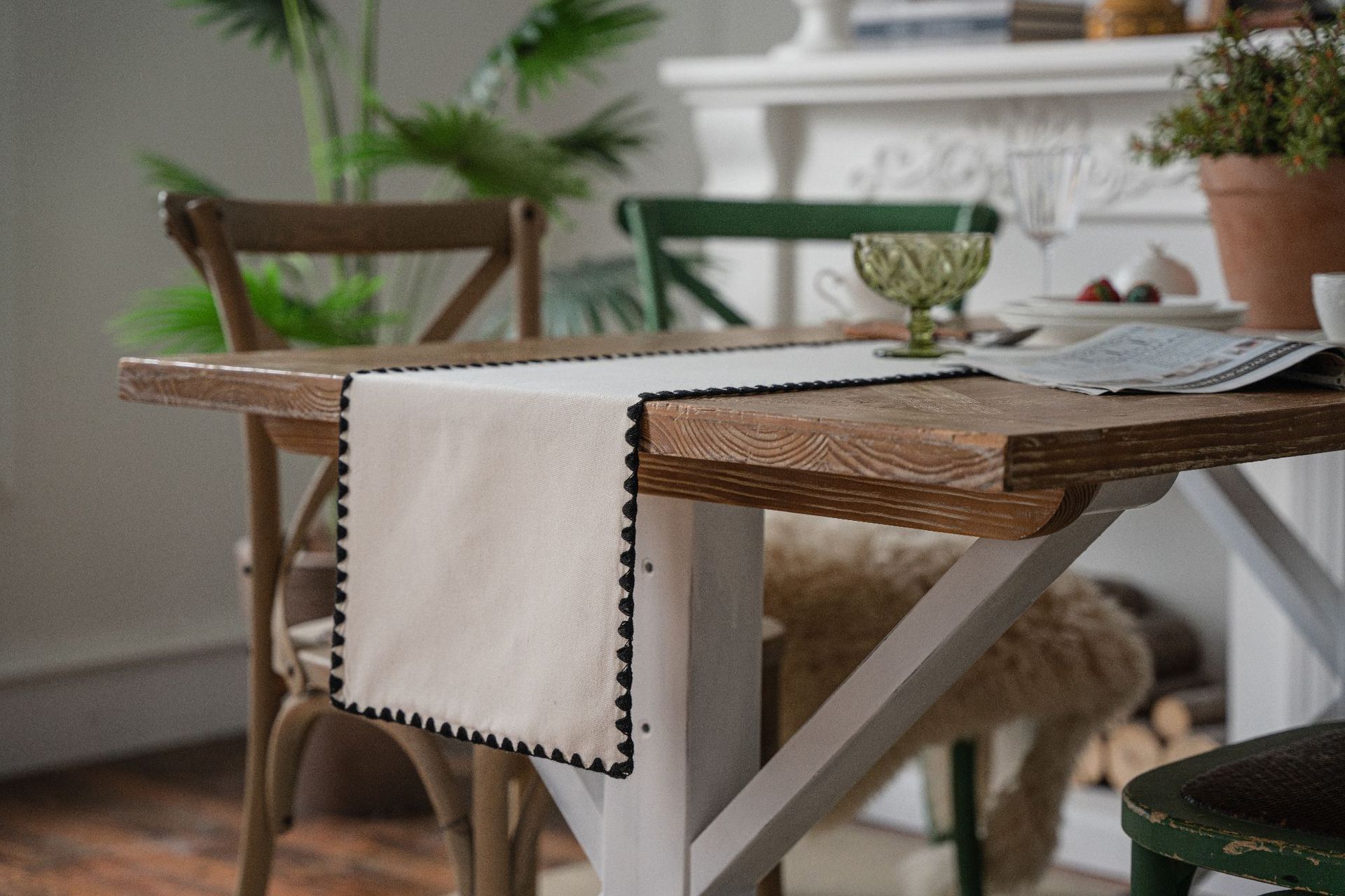 伊缦琪韵素色绣花桌旗茶几美式乡村简约茶几电视柜工厂直供详情9