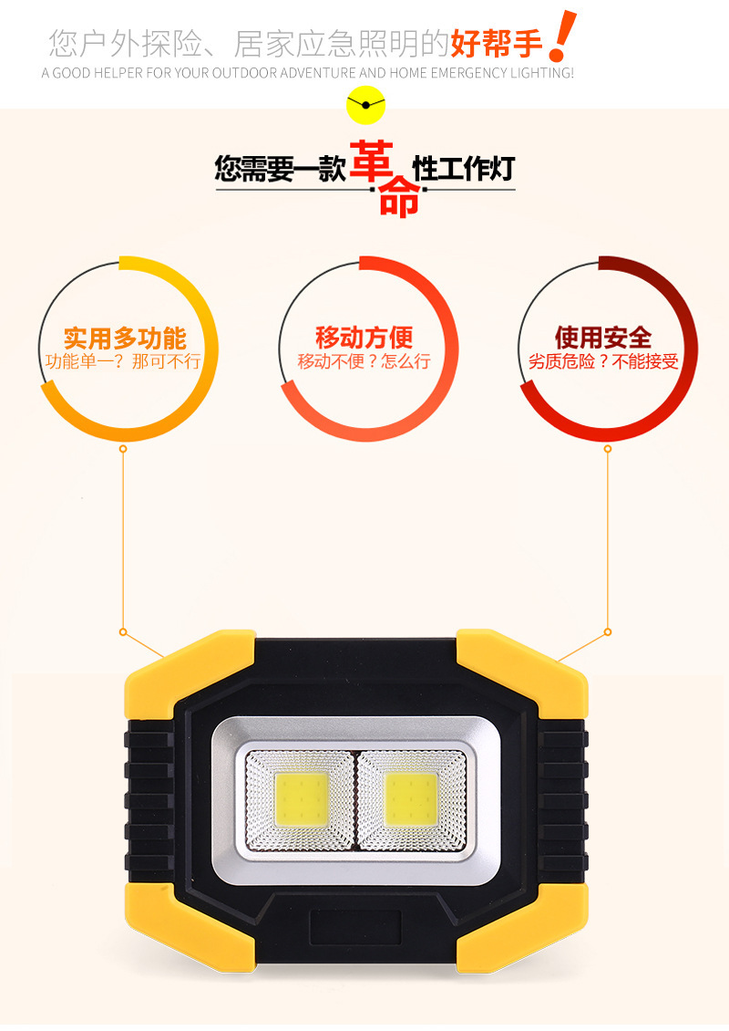 New solar work light, emergency floodlight, ABS portable LED outdoor camping lighting lamp pic 3