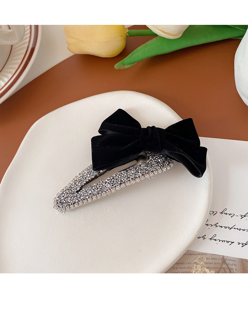 韩版乖巧甜美复古水钻蝴蝶结bb夹轻奢高级感2023新款侧边碎发发夹详情30