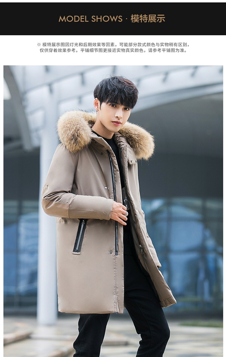 New winter thickened hooded slimming mid-sized down jacket for men, Korean youth fashion with a large fur collar, sent out 1780 pic 12