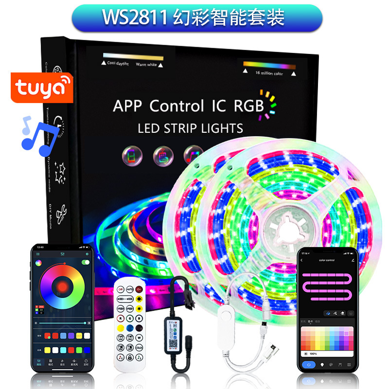 涂鸦wifi硅胶柔性幻彩霓虹灯带跨境蓝牙声控跑马流水氛围灯10米详情24