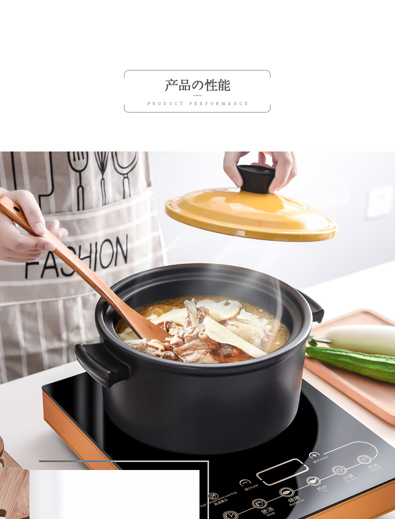 Ceramic straight tube clay pot, induction cooker special earthenware pot, king soup pot, stewing pot, fashionable and trendy clay pot pic 5