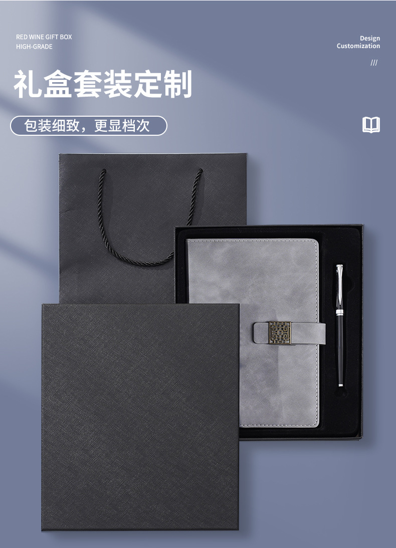 Factory wholesale thickened a5 business notebook with buckle imitation leather notepad, office stationery, record diary set pic 15