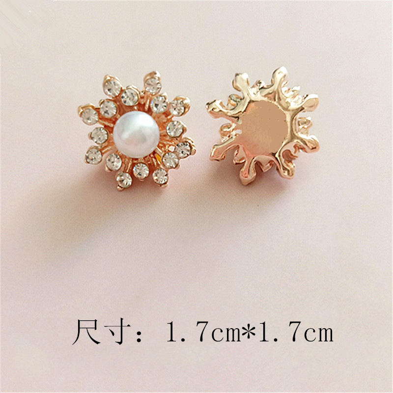 Best-selling pearl full-diamond flower alloy accessories, diy handcrafted hair accessories, cartoon clothing, bags, shoes, mobile phone accessories materials, sunflower diamond buckles pic 4