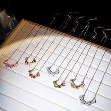 This is a unique new design pendant with a Japanese and Korean style, featuring cherry fruits and zircon. It is a stylish titanium steel necklace pic 2