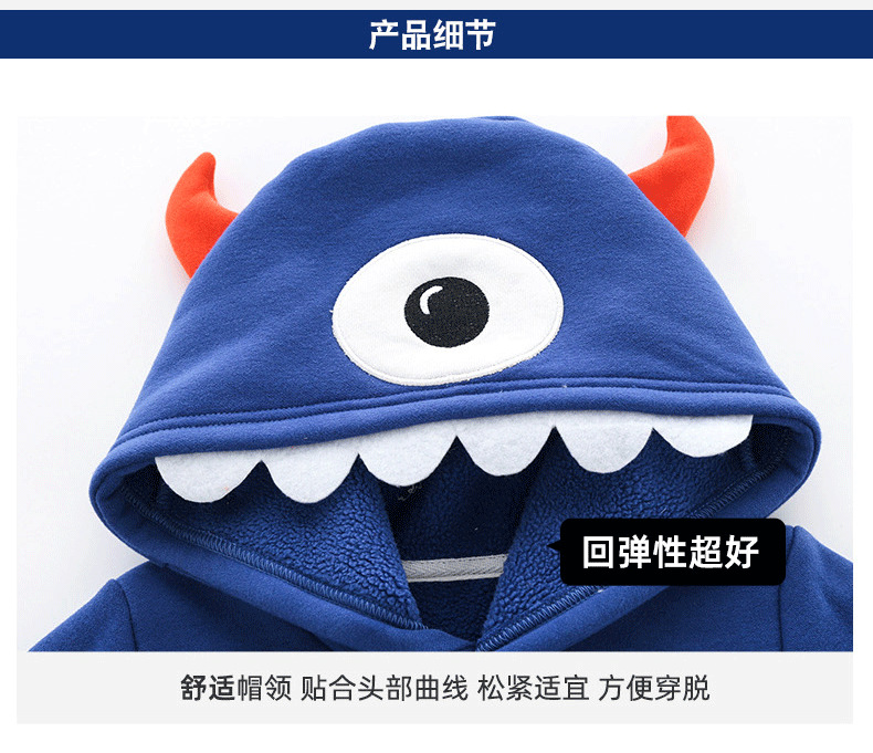 男童加绒卫衣2021新款儿童连帽上衣秋冬洋气小童宝宝加厚套头帽衫详情10