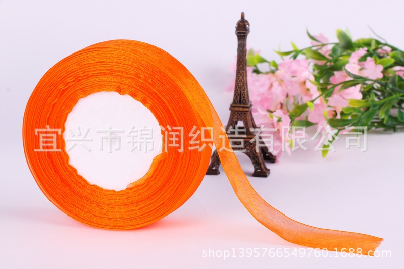 Jinrun Gift Packaging Ribbon Ribbon, wedding decoration ribbon roll wholesale, 2.5cm wide, colorful snow gauze ribbon pic 11