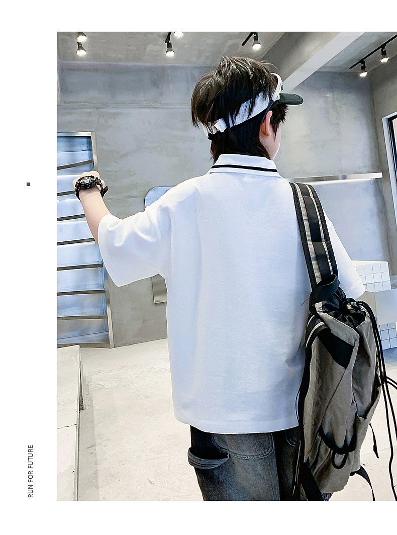 男大童夏季Polo衫运动短袖T恤2025新款儿童男孩夏装半袖冰感上衣详情15