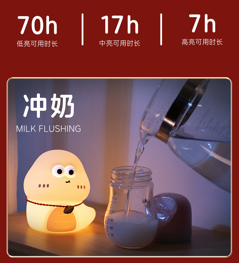 New 2025 Cute Snake Silicone patting Night Light, Baby sleep Feeding, Bedside Smart Voice eye-protecting Ambient Light pic 13