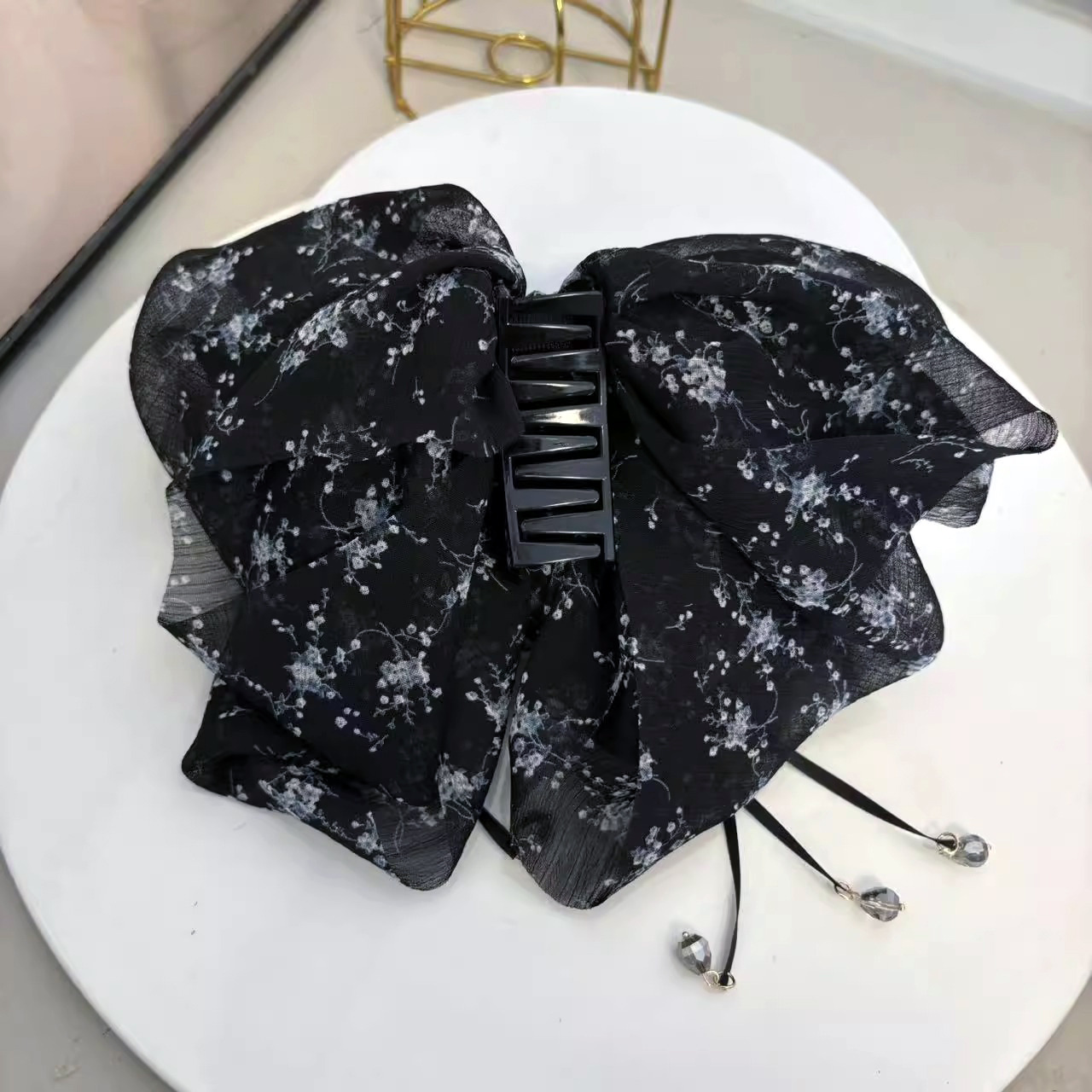 The new head accessories of the national trend series, such as bow hair clips, high-end satin multi-layered ponytail clips, semi-tied hair clips and hair accessories pic 5