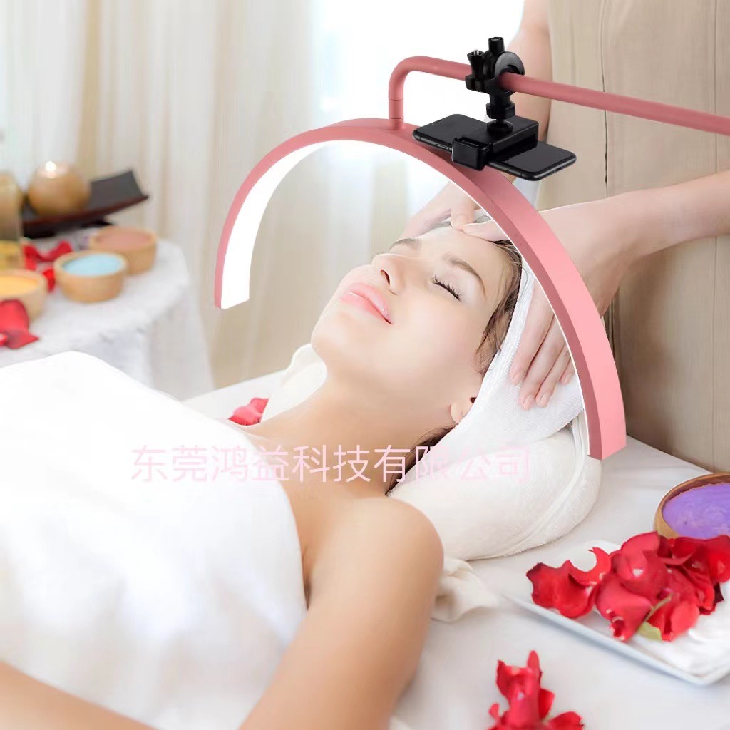 亚马逊半月美容灯 美甲纹绣美睫灯便携式LED纹眉灯U型落地补光灯详情6