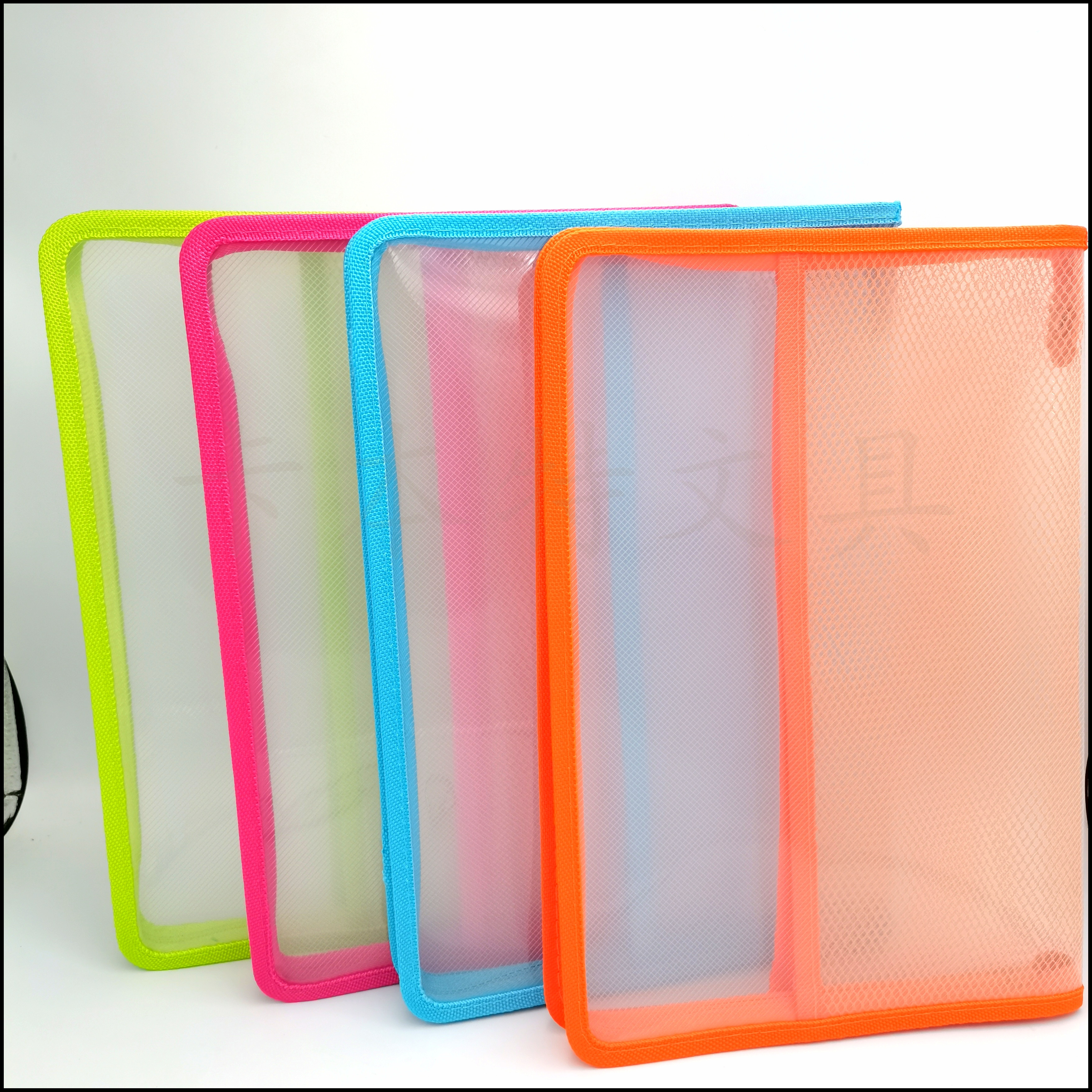 A4 transparent zipper file bag, office materials bag, folder factory direct sales, mixed color edge classification storage bag, folder file box pic 9