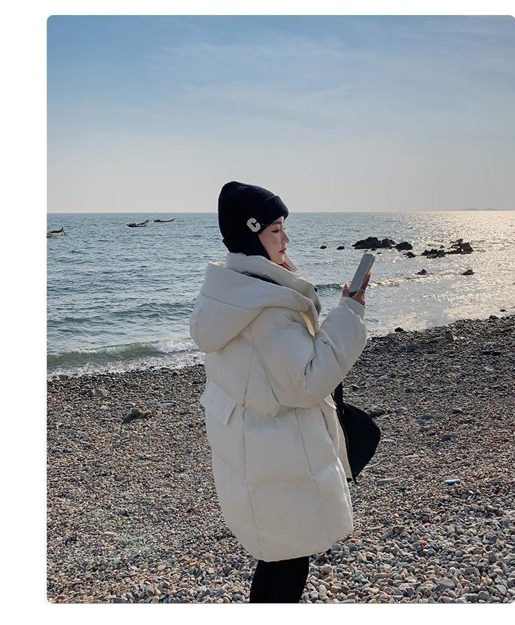 Bestseller hooded wine red down cotton-padded jacket for women, 2023 winter new thickened bread jacket, cotton-padded jacket, mid-length style pic 25