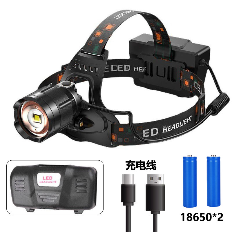 Cross-border exclusive supply of white laser led lamp beads, 40w strong light head lamp, rechargeable ultra-bright hand-waving sensor head-mounted flashlight pic 2