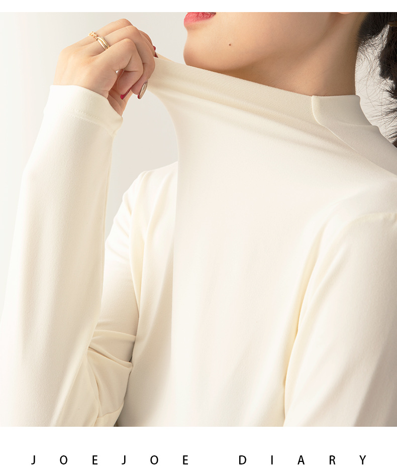 早秋牛奶绒半高领打底衫女秋冬款修身内搭上衣外穿长袖女T恤批发详情19