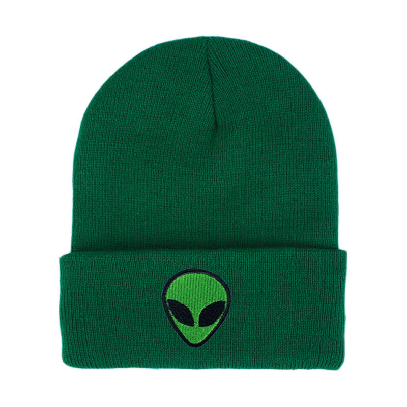 Amazon European-style alien embroidery street knitted hat, autumn and winter outdoor ghost head warm woolen hat pic 11