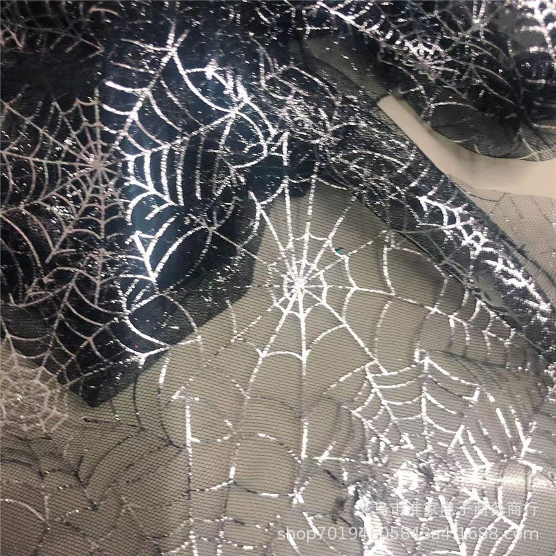 Factory direct sales of bright two-color spider web lace Halloween fabric background tablecloths, clothing accessories pic 8