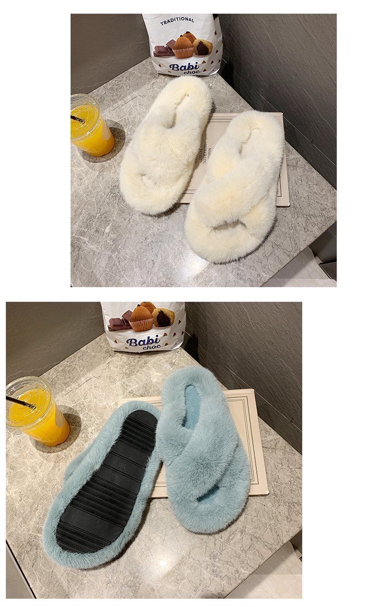 踩屎感棉拖鞋女秋冬韩版网红外穿平底防滑居家软底大码棉拖一字拖详情9