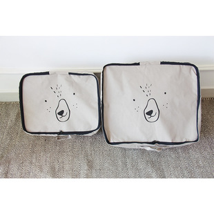 谷子麦子 卡通被子收纳袋 整理儿童束口旅游棉麻收纳袋脏衣服杂物