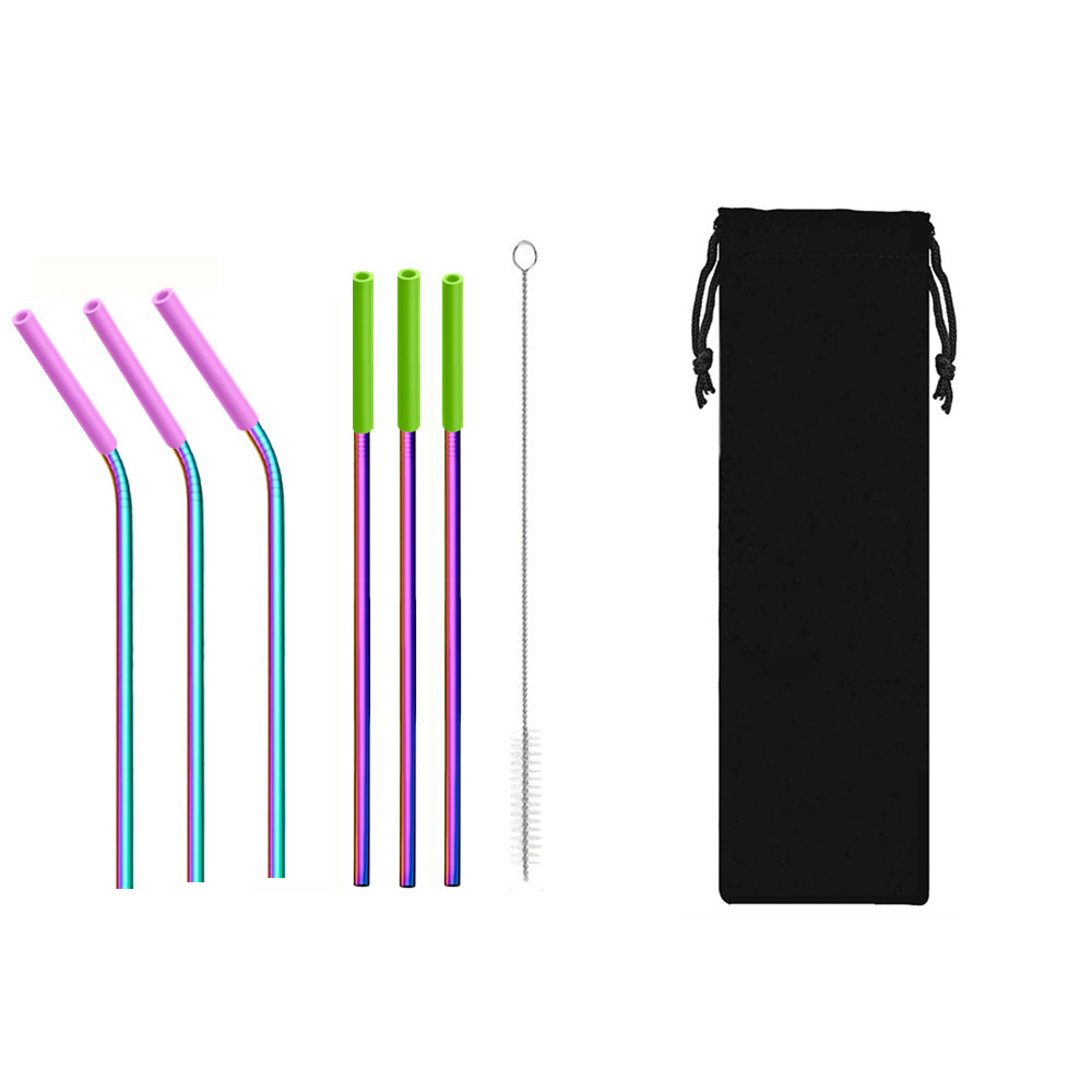 SWENO portable 304 stainless steel straw set for milk tea, coffee and beverages, colorful straw set, can be equipped with a velvet bag, portable, easy to clean, reusable stainless steel straws for outdoor and household use pic 4