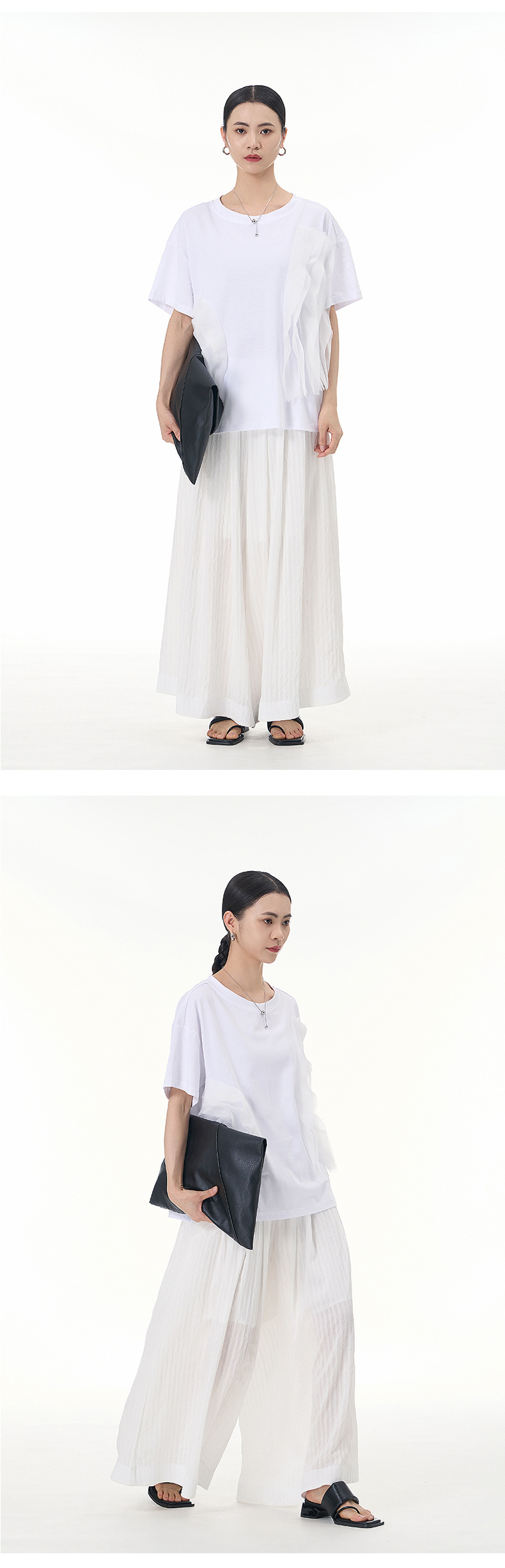 大码女装2025夏新宽松纱网拼接纯棉短袖T恤气质韩版显瘦上衣68852详情25