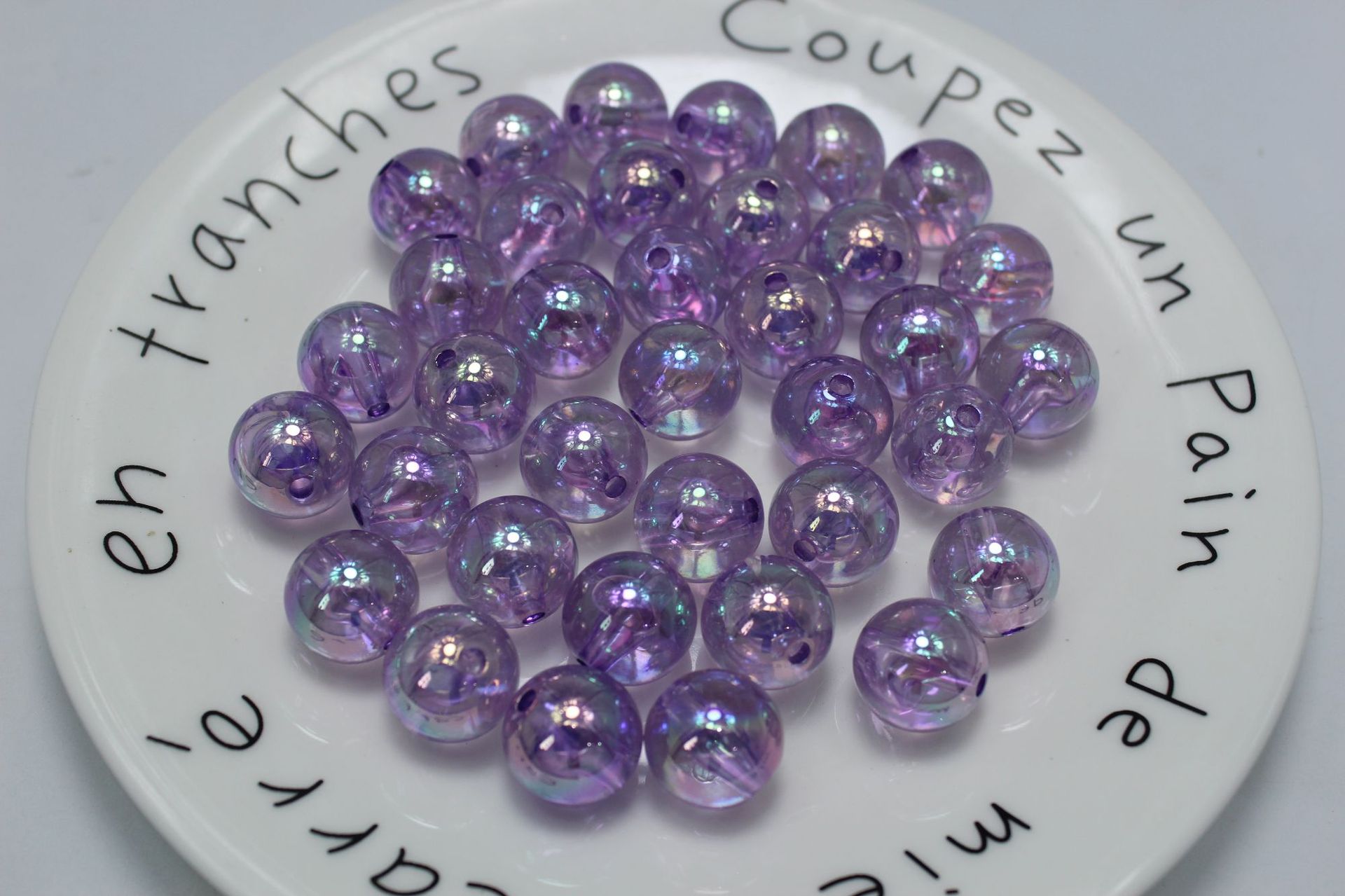 Acrylic through-hole round beads 16mm straight hole transparent UV-plated beads diy jewelry material, wholesale of string beads and loose beads pic 2
