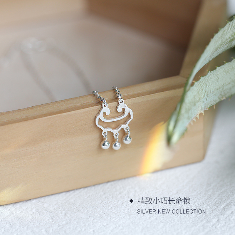 925银长命锁脚链简约可爱小清新森系学生脚环韩国女网红详情10