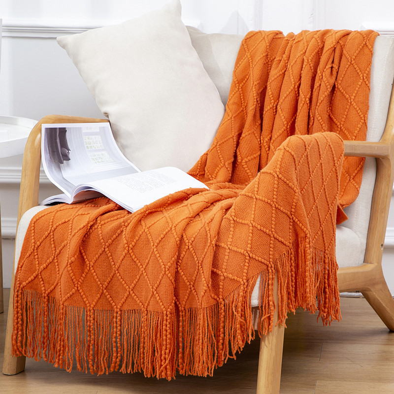 Blanket, sofa blanket, office leisure nap, air-conditioned nap blanket, bed end blanket, knitted blanket, small woolen blanket pic 9