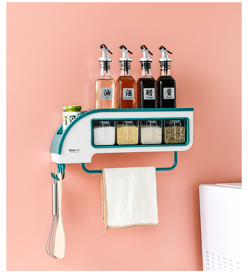 Factory direct sales of creative functional bullet train seasoning boxes, kitchen storage racks, seasoning jars and bottles storage racks, and flavor boxes in different styles pic 14