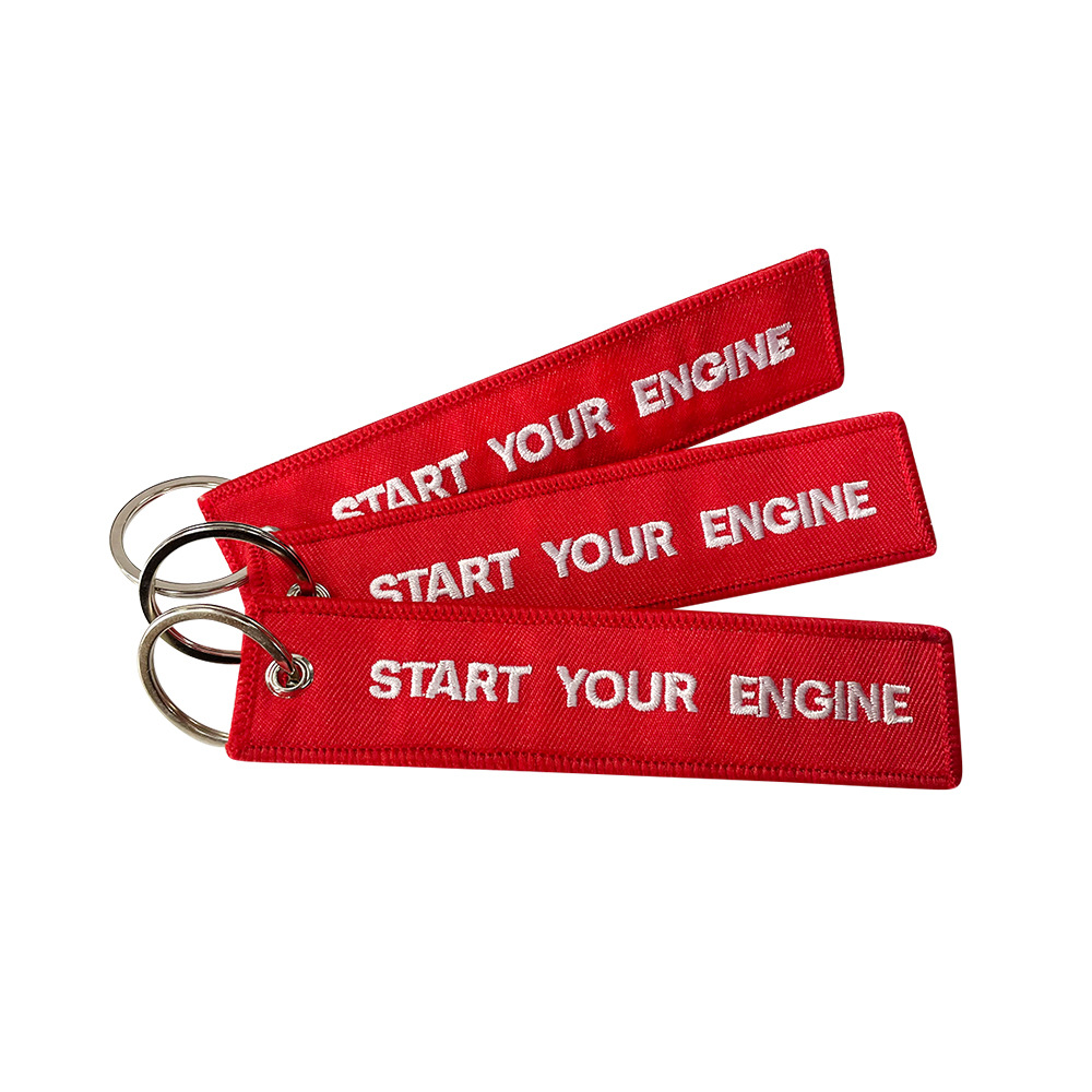 亚马逊刺绣红底白字飞行前摘除标签钥匙扣REMOVE BEFORE FLIGHT详情5