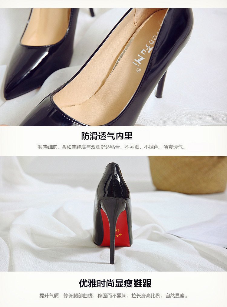 高跟鞋女2021新款女鞋春季欧美风尖头浅口单鞋女式细跟漆皮时装鞋详情7