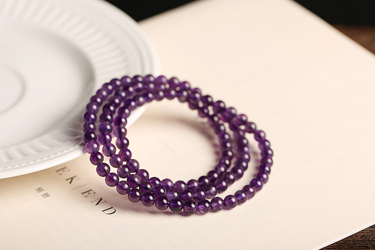 Natural amethyst bracelet wound three times, natural Uruguayan amethyst bracelet with scattered beads, high-quality finished crystal pic 6