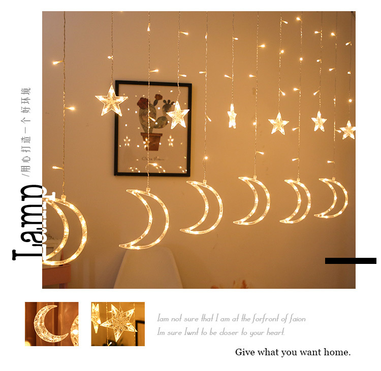 led灯串露营彩灯星星灯窗帘灯星月圣诞灯户外月亮详情4