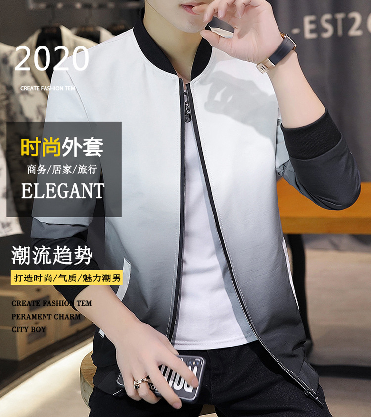 Comercio exterior primavera/otoño 2022 chaqueta versátil para hombres versión coreana slim fit baseball wear tendencia para hombres gradiente de estilo casual abrigos pic 2