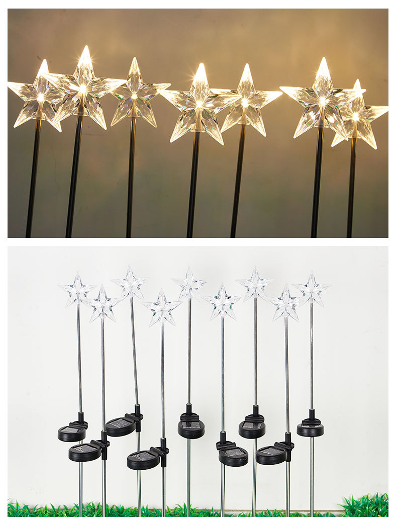 Wholesale customized solar lamps for courtyard, garden, balcony decoration, atmosphere, outdoor waterproof ground insertion, five-pointed star lawn lamps pic 11
