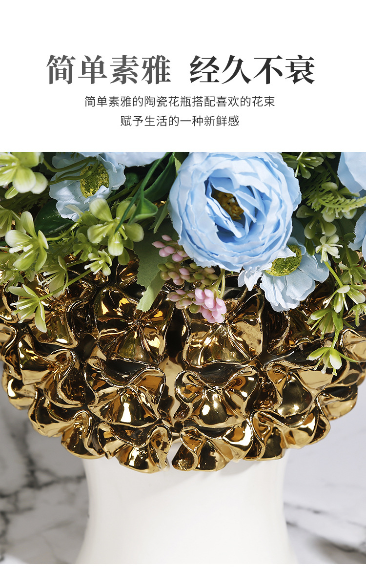 New ceramic electroplated decal golden general jar, European-style flower arrangement vase, handicraft display item, decorative storage jar pic 5