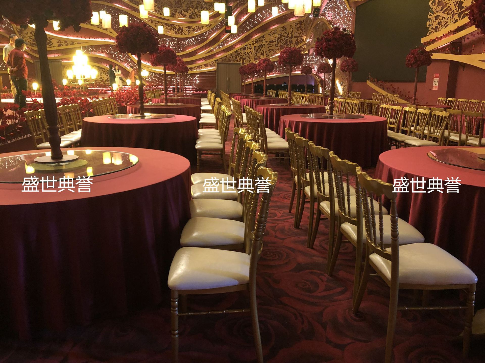 Ningbo star hotel banquet hall dining tables and chairs, banquet center catering furniture, theme wedding bamboo joint chairs, castle chairs pic 3