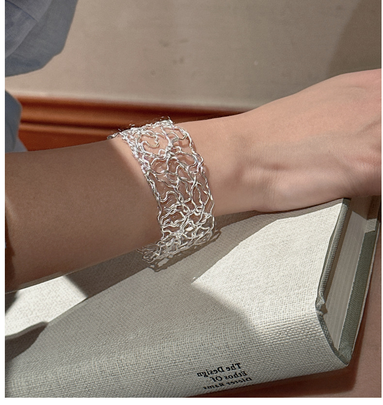 925纯银韩国东大门原单复古线条手环韩系简约时尚款镂空线条手镯详情7