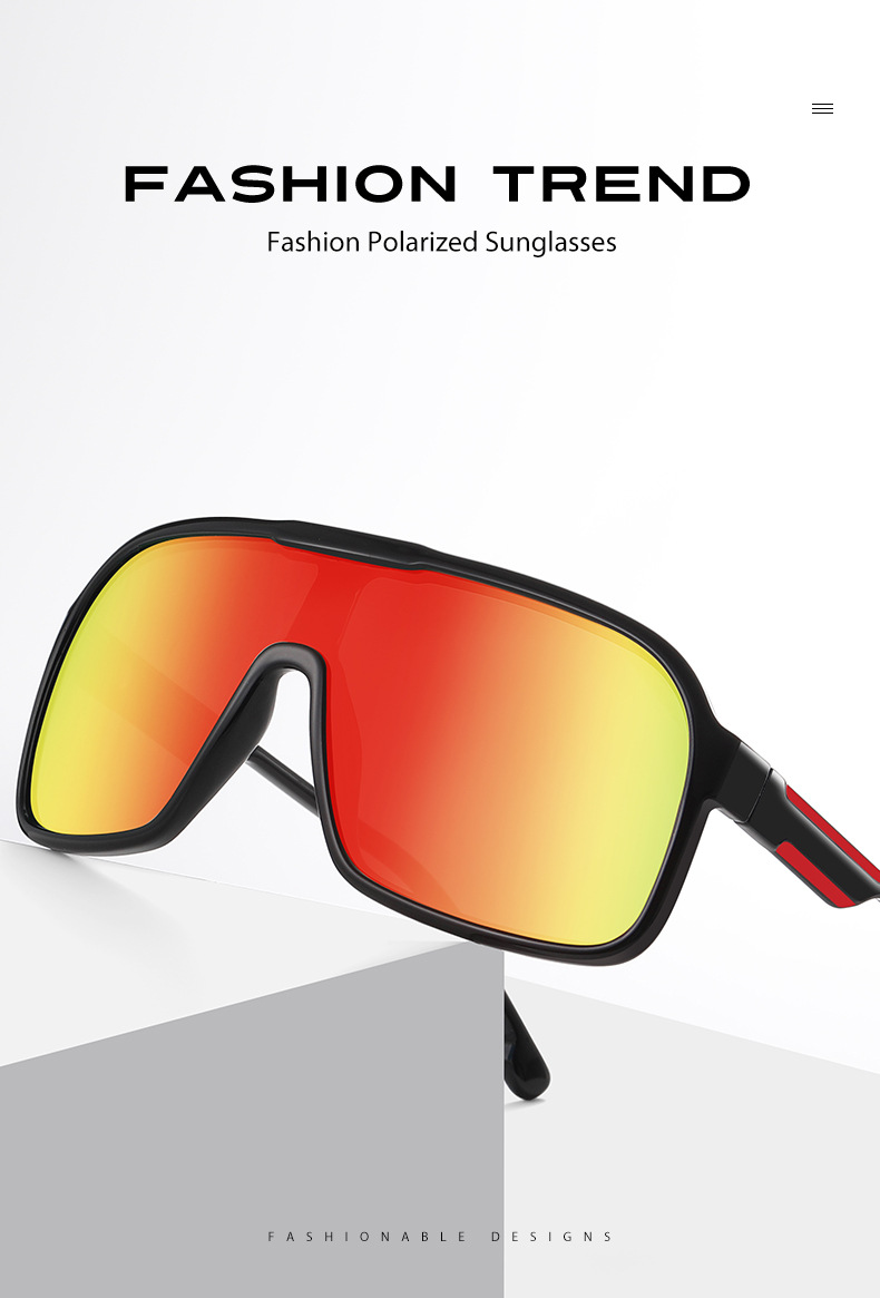 New one-piece large-frame outdoor sports sunglasses, cross-border polarized and colorful cycling sunglasses, trendy sunglasses 3086 pic 9