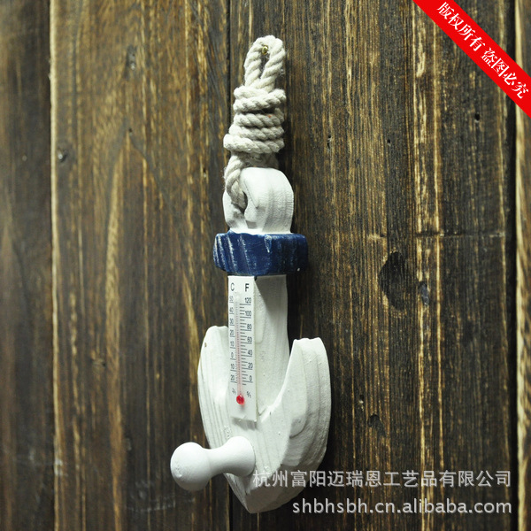 促销地中海实木挂钩 温度计 家居挂件 海洋壁挂 衣帽钩 MA09019详情35