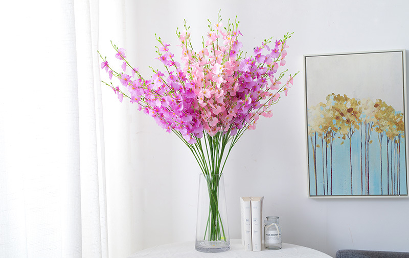 黄色5叉跳舞兰人造仿真花束假花文心兰 客厅婚庆装饰绢花蝴蝶兰详情27